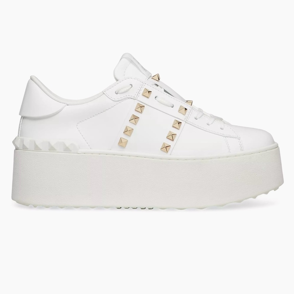 Valentino Garavani Flatform Rockstud Untitled Sneaker in Calfskin